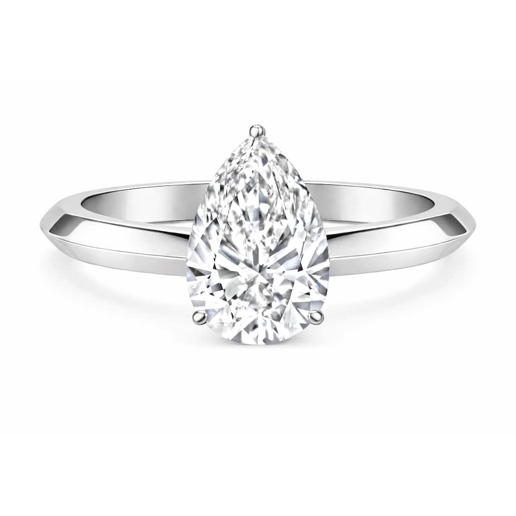 Auriya 14K Gold Knife Edge Lab Grown Pear-shaped Diamond Engagement Ring 1.00 - 5.00ct. tw. (F-G, VS)