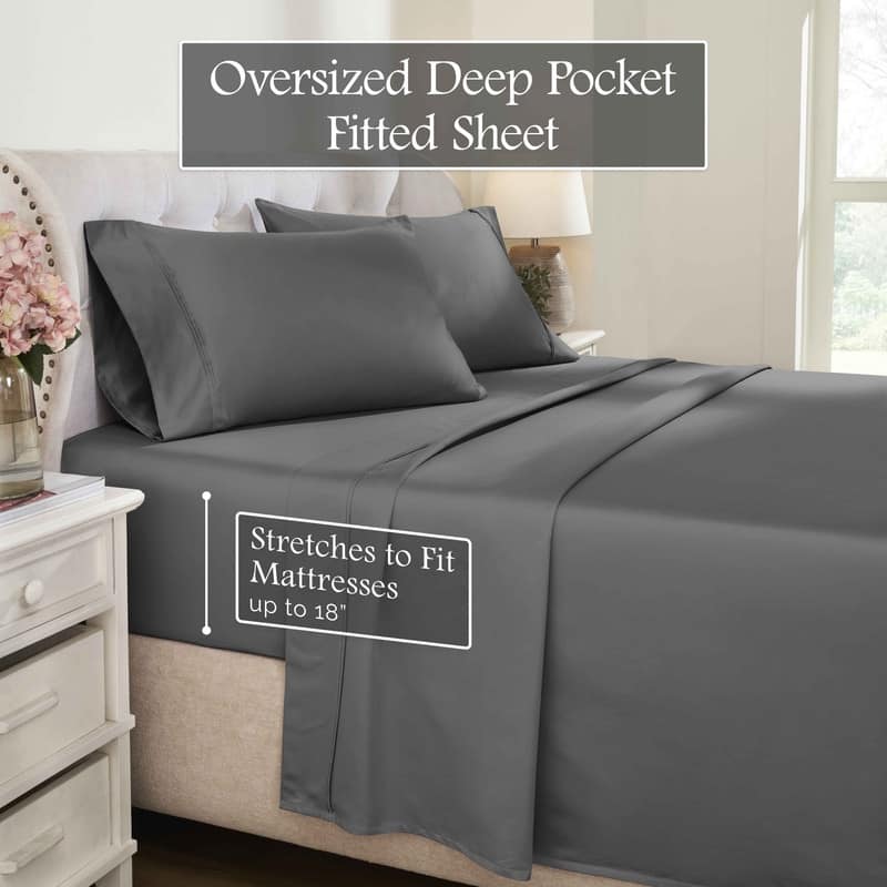 Blue Nile Mills 1200 Thread Count Egyptian Cotton Embroidered Deep Pocket Sheet Set