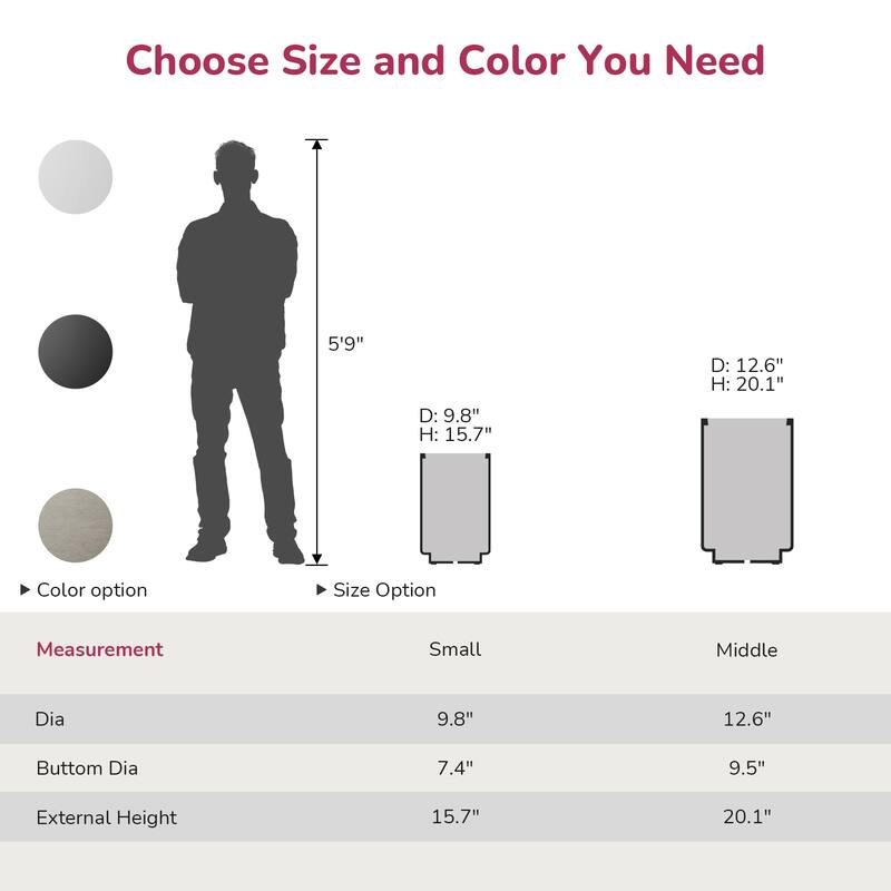 Concrete Cylindrical Planter with Drainage Hole for Indoor & Outdoor