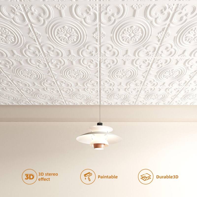 Atr3d 12 Pack 24"x24" 3D Wall Panel Ceiling Tiles Cover 48 Sq.Ft. for Home Decor