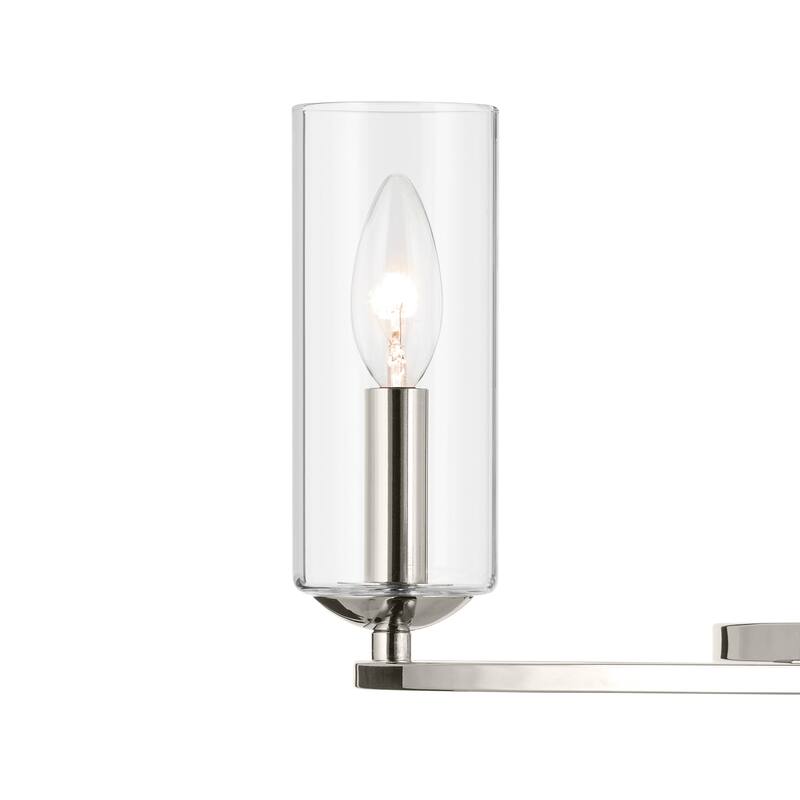 Harpin 37.75 Inch 6 Light Chandelier with Clear Glass in Polished Nickel