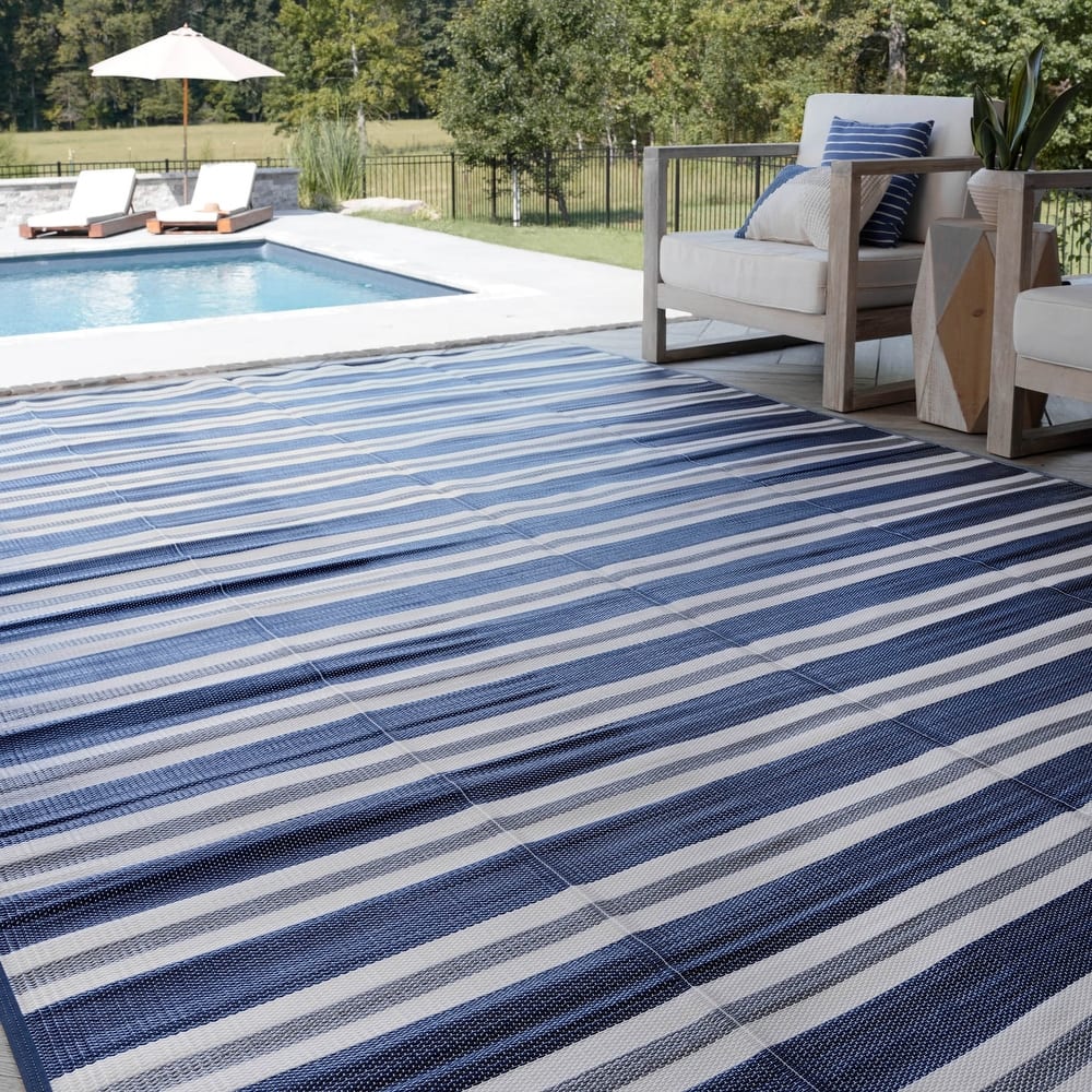 Lalune Beach Stripe Indoor Outdoor Area Rug