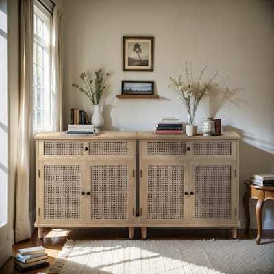 Art Leon Accent Natural Rattan Sideboard Buffet Cabinet (Set of 2)