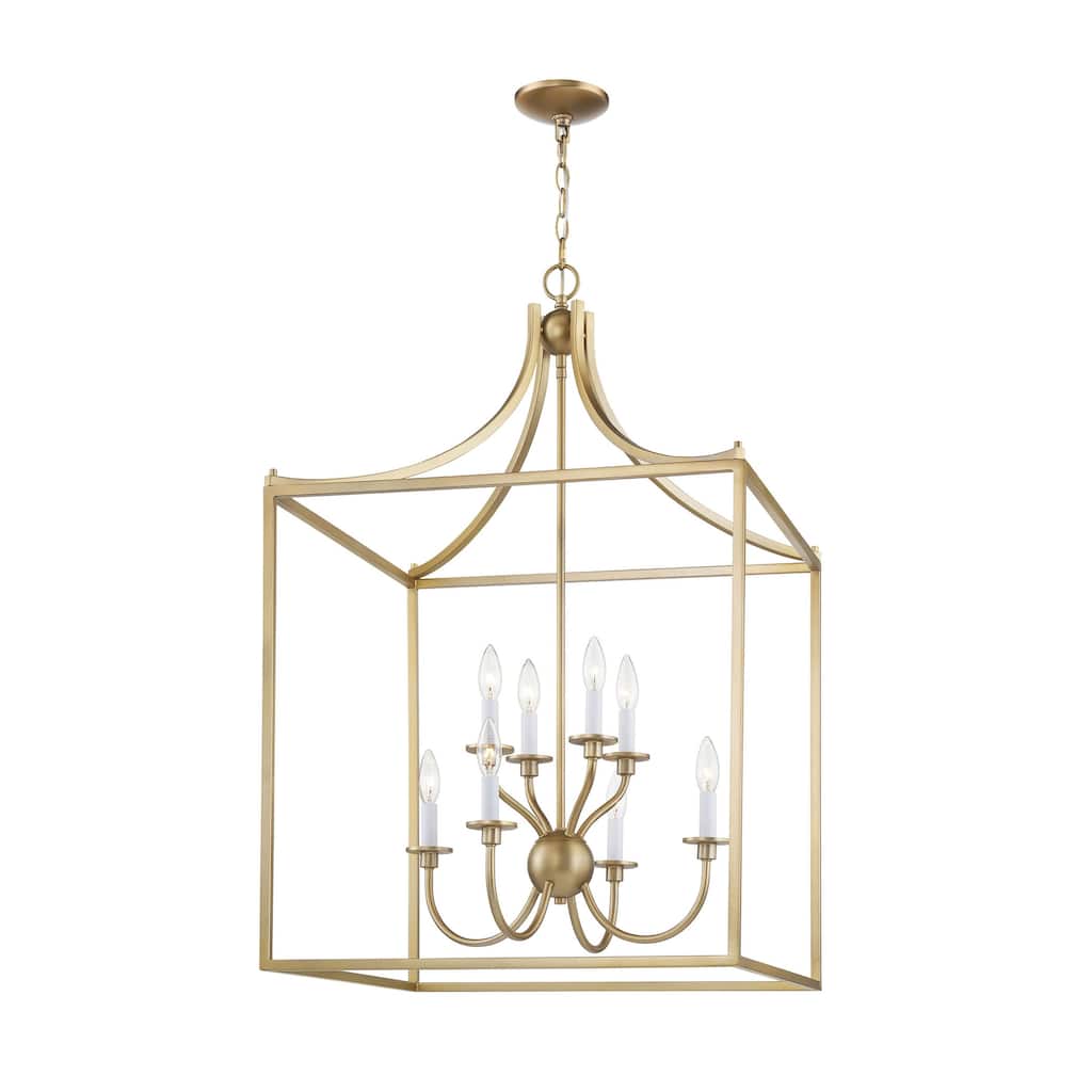 Prescott 24-inch Wide 8-Light Chandelier in Warm Brass