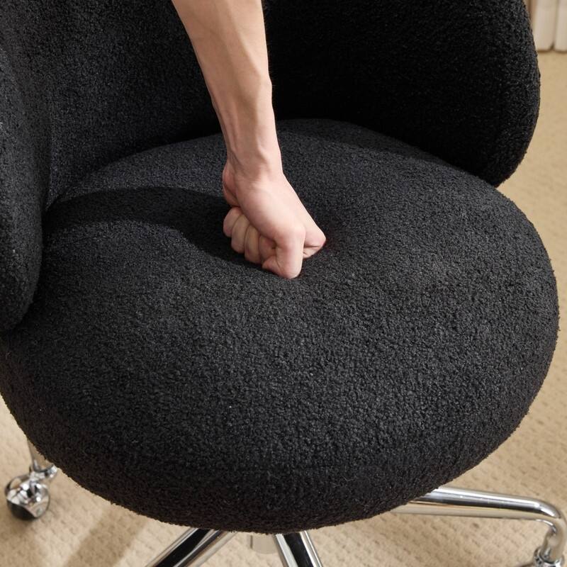 Teddy Swivel Chair Adjustable Rolling Office Desk Chair with Wheels and Support for Living Room - N/A
