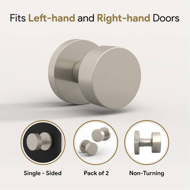 Mega Handles Buena Dummy Door Knob for Closet & French Doors | Non-Turning, Single-Sided, Reversible Handle Set for Interior Use
