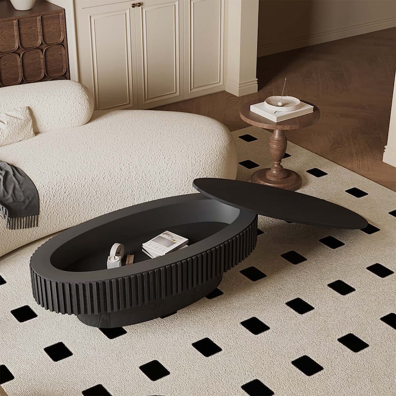 47 Inch Oval Coffee Table with Storage