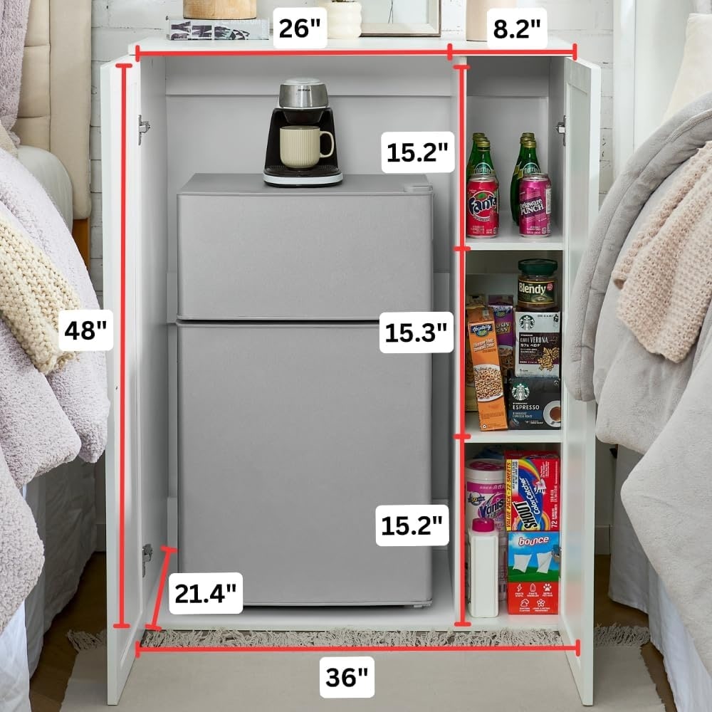 DormCo Yak About It® White Mini Fridge Cabinet Console - Bed Bath