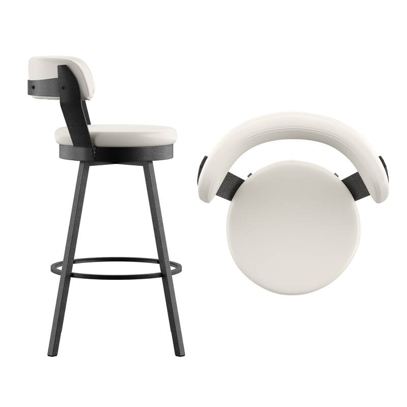 Grinzau Faux Leather Metal Swivel Stools (Set of 2)
