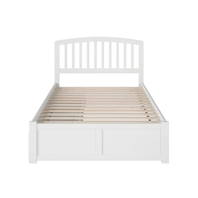 Full Size Platform Bed - Modern Design with 2 Underbed Drawers & Turbo Charger - White Finish
