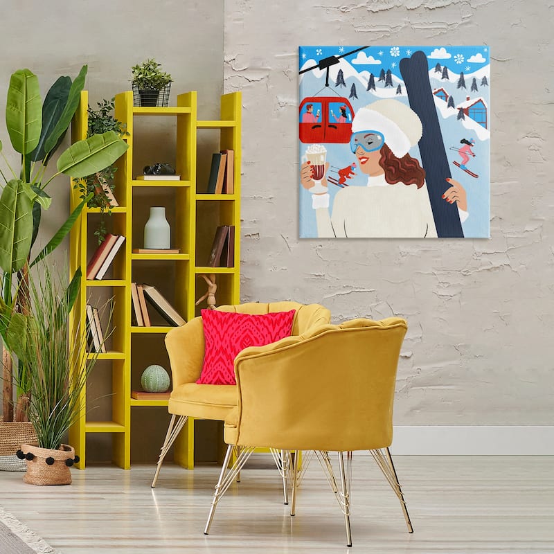 Stupell Sipping Cocoa on Ski Lift Canvas Wall Art Design By Carrie Cantwell