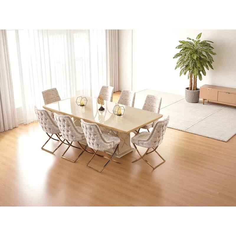 Marco Rectangular Dining Table And Slat Back Dining Chair Set - For 8 People
