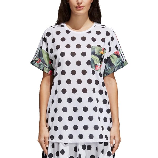 Shop Adidas Originals Womens T Shirt Polka Dot Floral Print S
