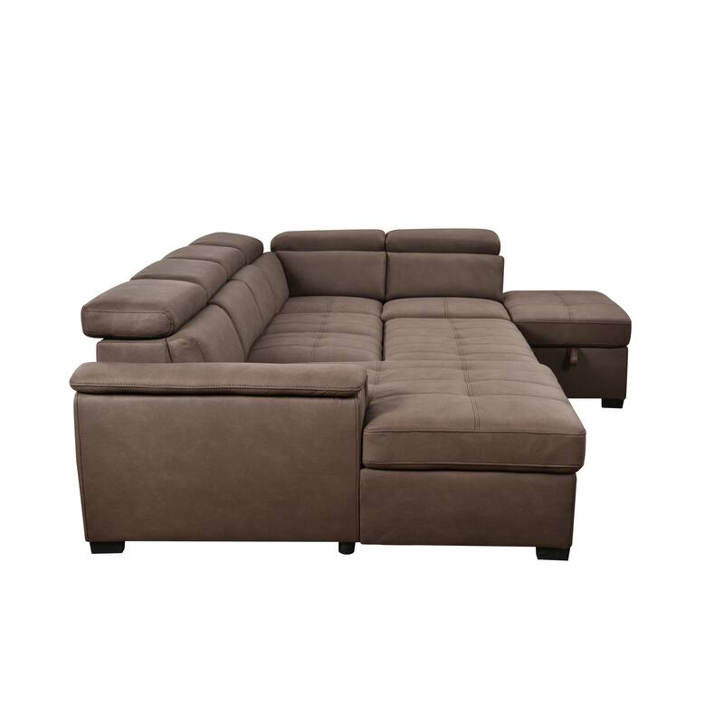 Roomfitters 128" U-Shaped Sectional Couch with Ottomans, Reversible Modular Sofa 7-Seater Couch with Storage Seat
