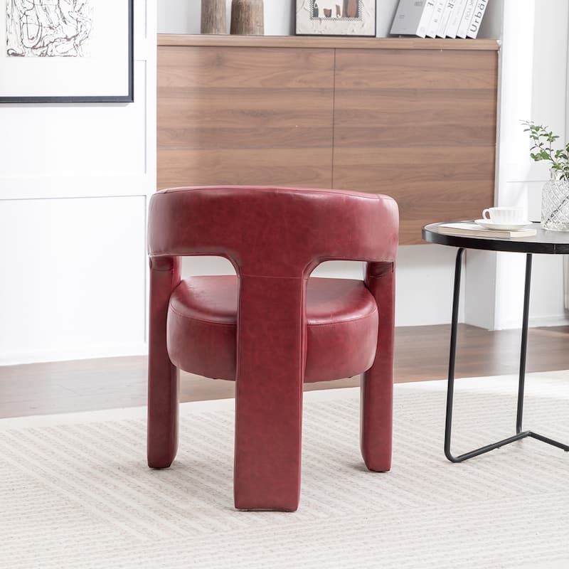 SEYNAR Modern Glam PU Leather Upholstered Dining Chair, Open-Back Accent Chair