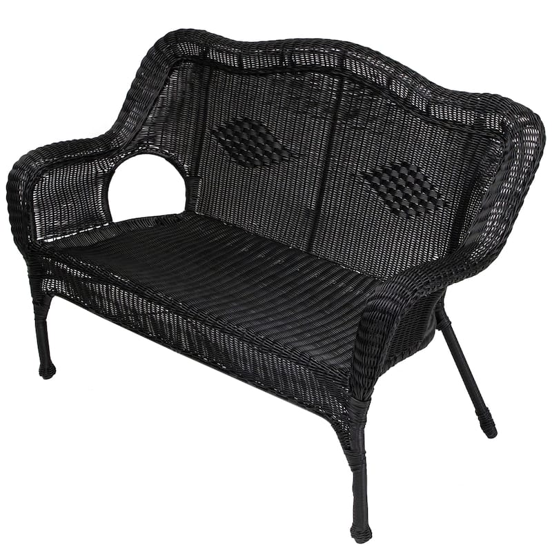 Wicker Outdoor Patio Conversation Set - Black - 4pc
