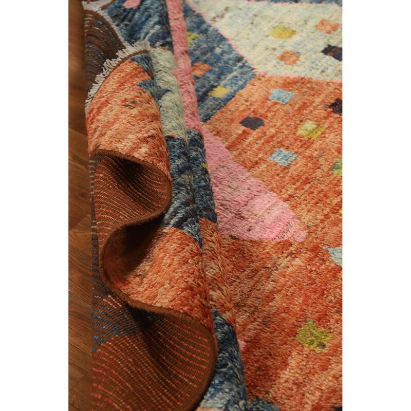 Geometric Moroccan Area Rug Handmade Tribal Wool Carpet - 6'7" x 9'7"