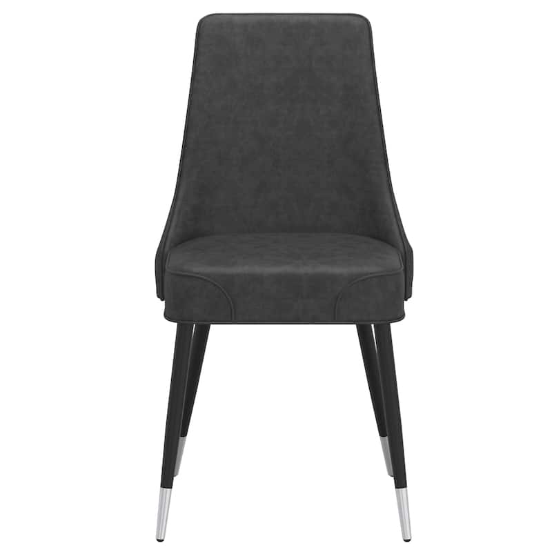 Mid-Century Faux Leather and Metal Dining Chair, Set of 4 - Vintage Grey and Black