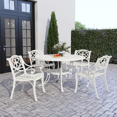 Sanibel White Aluminum 5 Piece Outdoor Dining Set - 48" x 29" x 48"