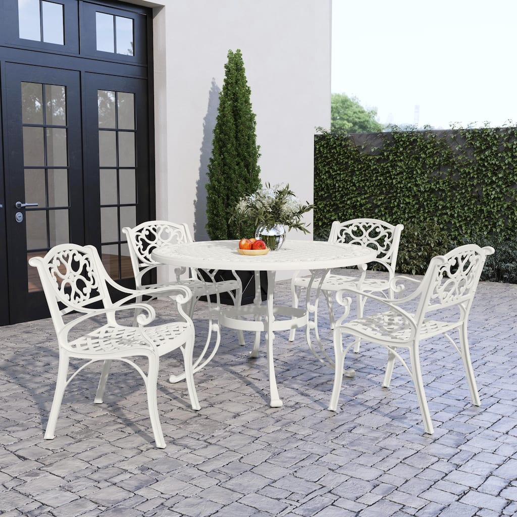 Sanibel White Aluminum 5 Piece Outdoor Dining Set - 48" x 29" x 48"