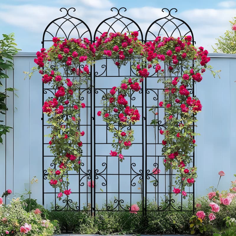 3Pcs Outdoor Metal Trellis Garden Fence for Supporting Climbing Plants Roses Vines Flowers Vegetables