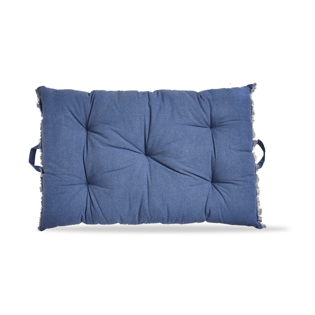 40"x26" Blue Cotton Yarn Dyed Stone Wash with Handles Accent Decorative Throw Pillow Poly Filled Insert Rectangle able