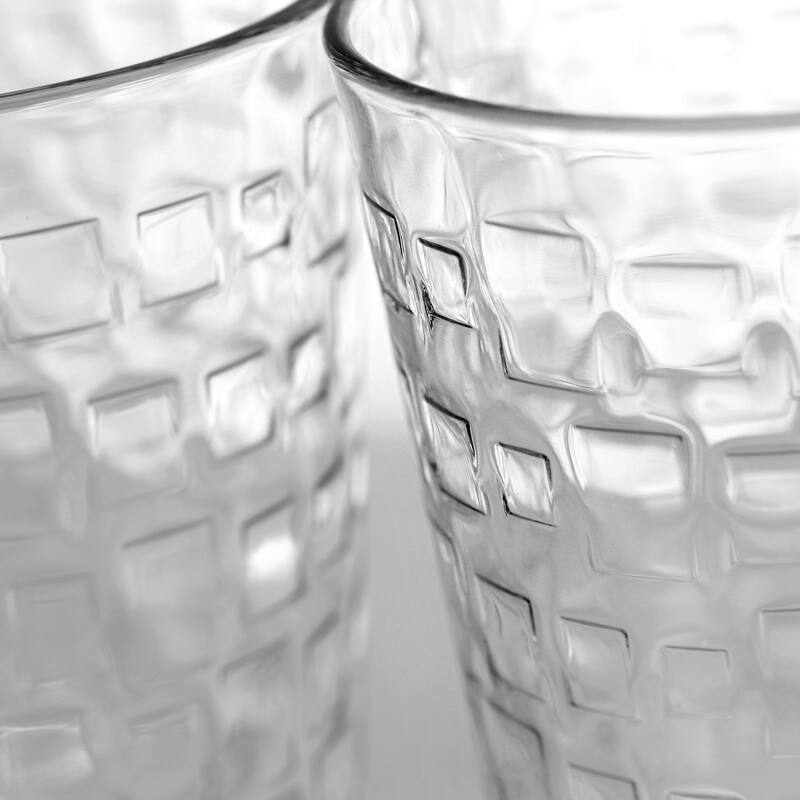 Gibson Home Great Foundations 4pc 16oz Square Embossed Glass Tumbler
