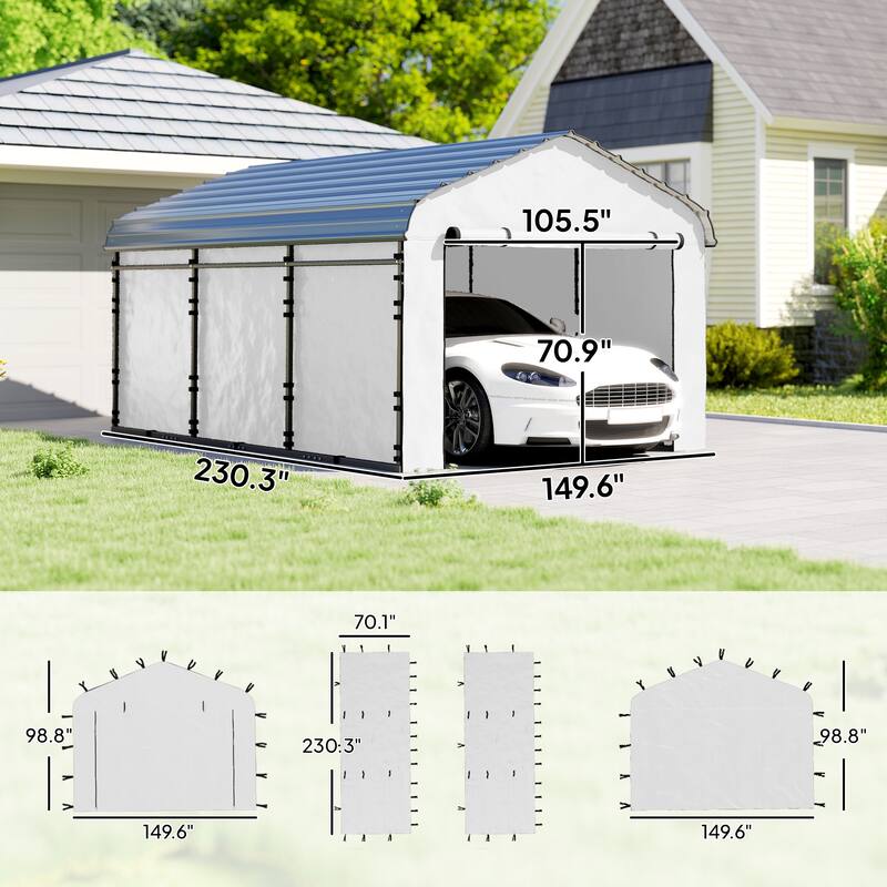 Outsunny Carport Replacement Sidewall Panels Set of 4 for 12' x 20' Carports, UPF50+ Waterproof PE Tarp Replacement Cover