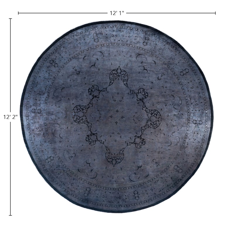 Overdyed One-of-a-Kind Hand-Knotted Area Rug - Gray - 12' 1" x 12' 2"