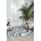 preview thumbnail 29 of 36, Nourison Somerset Modern Transitional Wave Area Rug 5'6" Round - Ivory/Blue - Runner/Round