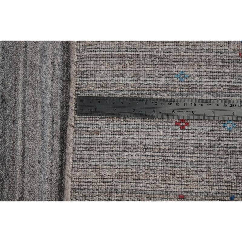 Hand Knotted Oriental 100% Wool Carpet Tribal Animal Pictorial Greys & Charcoal Gabbeh Area Rug - 11' 11'' X 9' 0''