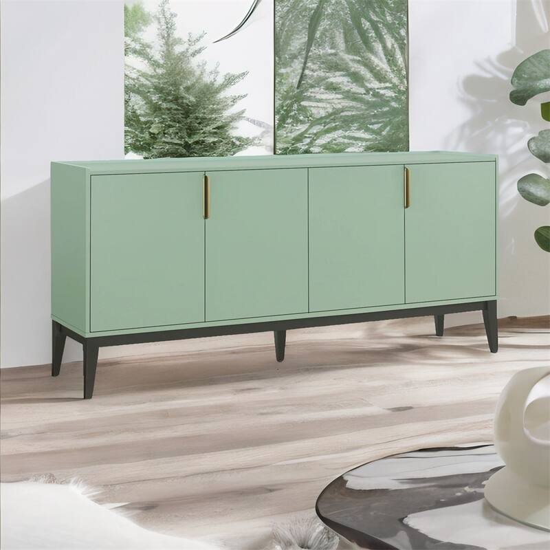 Storage Cabinet Sideboard Wooden Cabinet w/ 4 Doors，Adjustable Shelf
