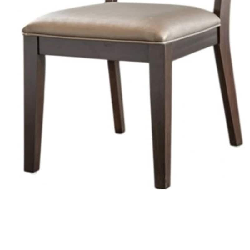 Witzy Side Dining Chair Set of 2, Dark Brown Solid Poplar Wood, Gray