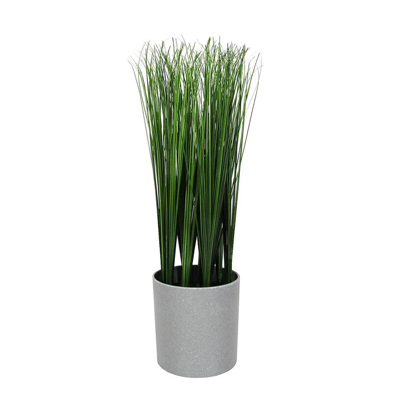 15in Artificial Onion Grass Plant in Grey Pot - 15" H x 4" D