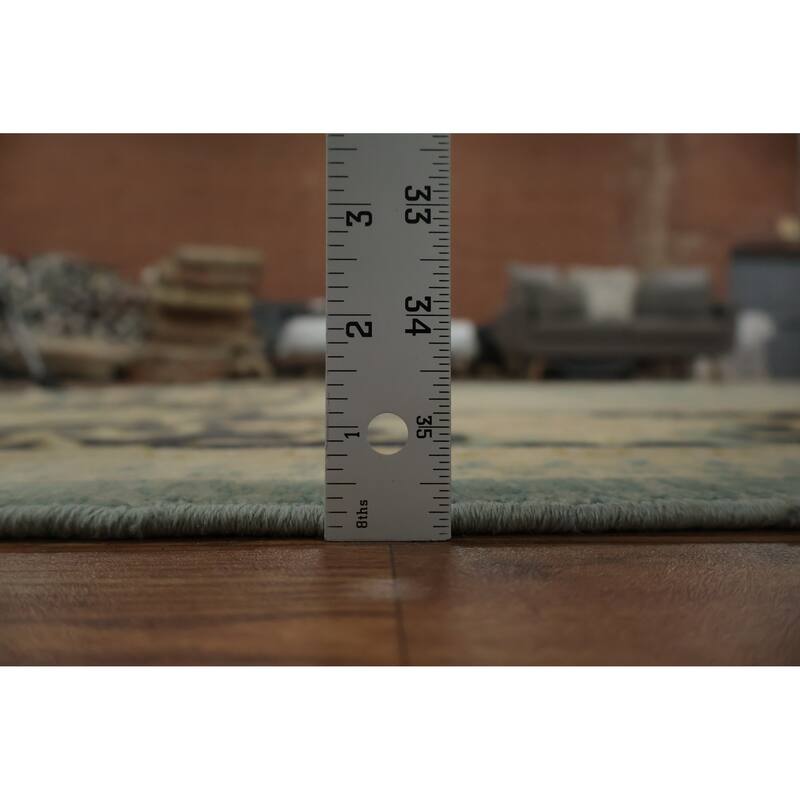 Hand Knotted Oriental 100% Wool Carpet Transitional Floral Navy Blue & Blues Oushak Area Rug - 12' 10'' X 9' 8''