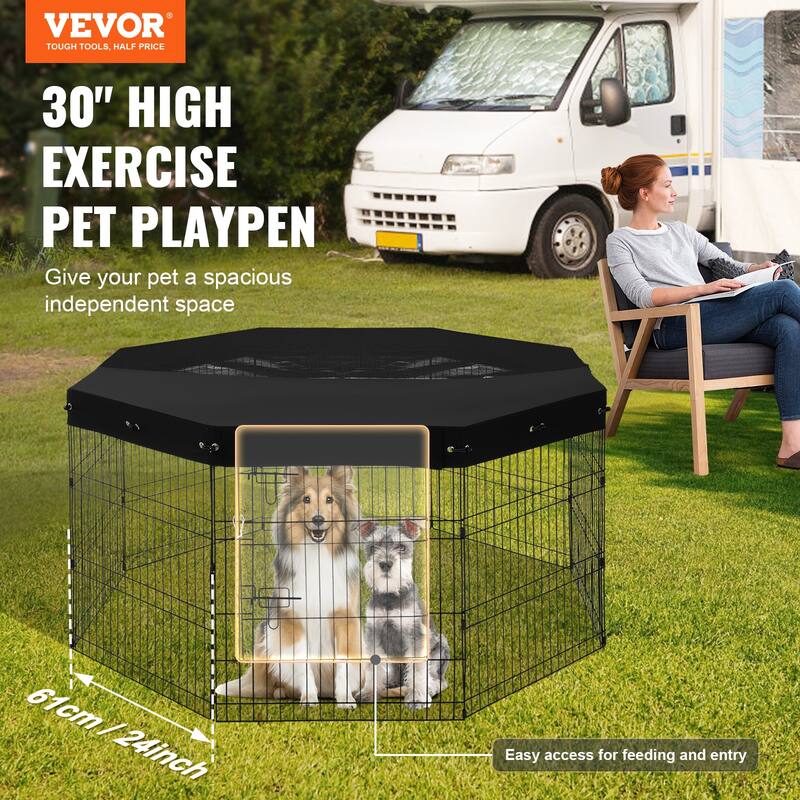 Dog Playpen, Panels Foldable Metal Pet Exercise Pen, Dog Fence Indoor and Outdoor Pen for Dogs, Cats and Other Small Animals