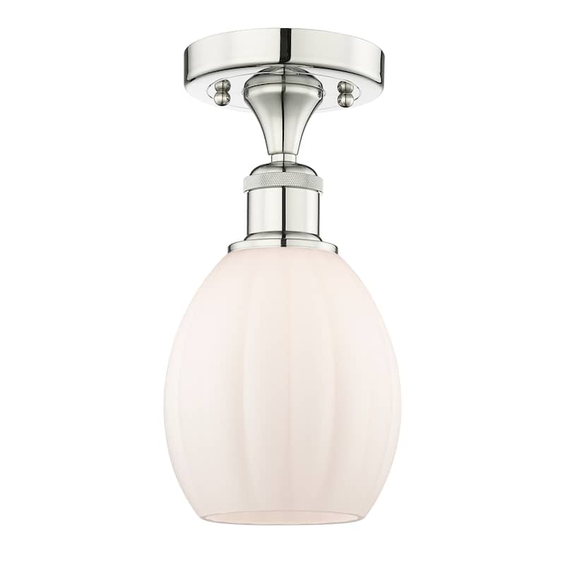 Innovations Lighting Eaton - 1 Light 6" Semi-Flush Mount - Polished Nickel/Matte White