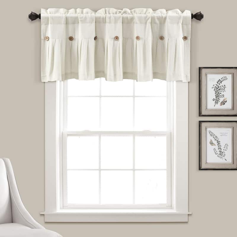Lush Decor Linen Button Window Curtain Valance - 18" x 84" - Off White