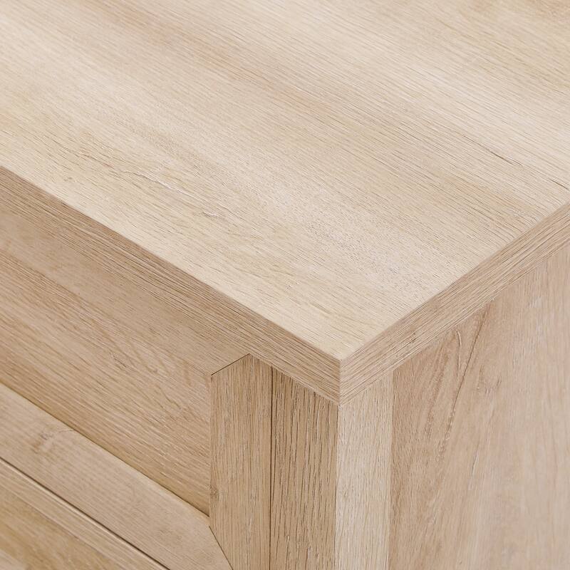 White Oak Farmhouse Nightstand with 3 Drawers and Cup Handles