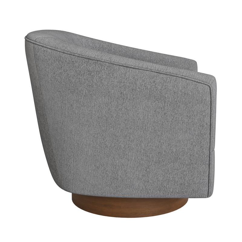 Modern Wooden Barrel Swivel Accent Chair Upholstery Armchair for Living Room