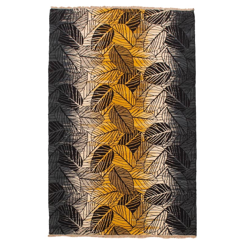 Ankara Grey, Gold Kilim 5'4" x 8'0" - 5'4 x 8'0 - Dark Grey/ Gold - 5'4 x 8'0