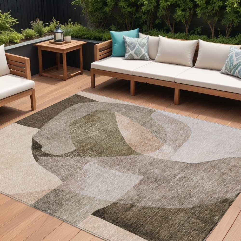 HomeRoots Abstract Transitional Rectangle Outdoor Rug