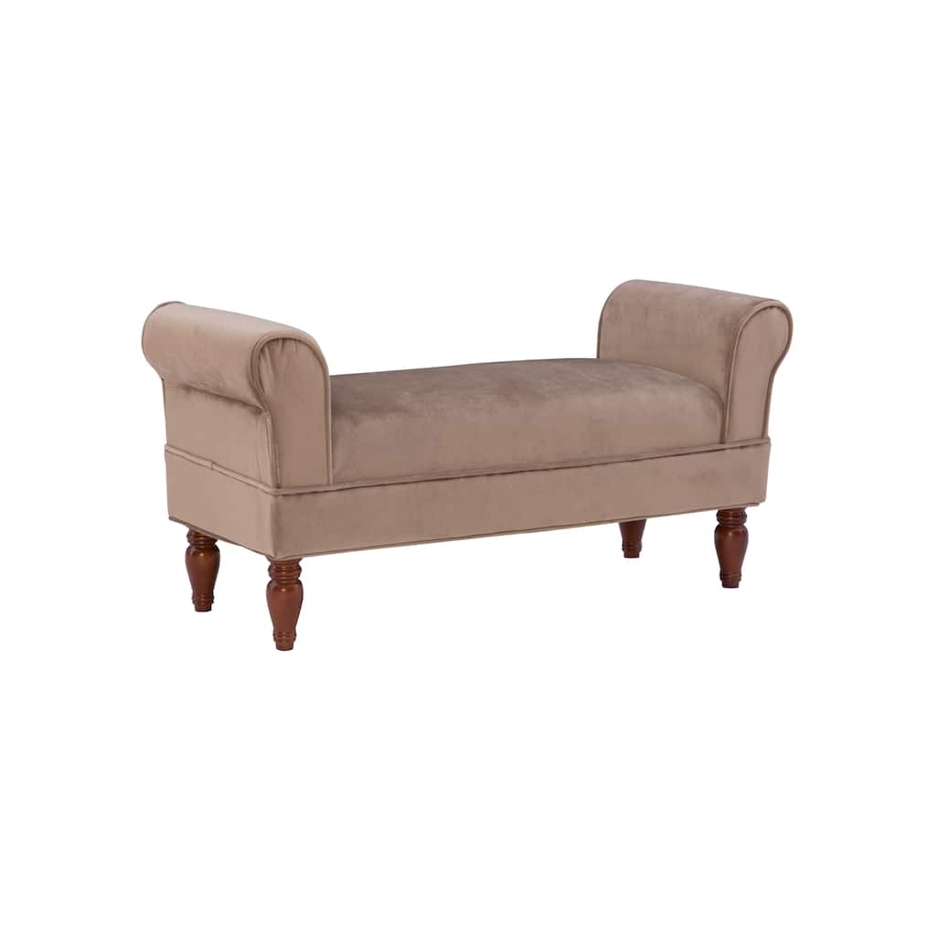 Upholstered Bench with Rolled Sides - 45" - Coffee Brown