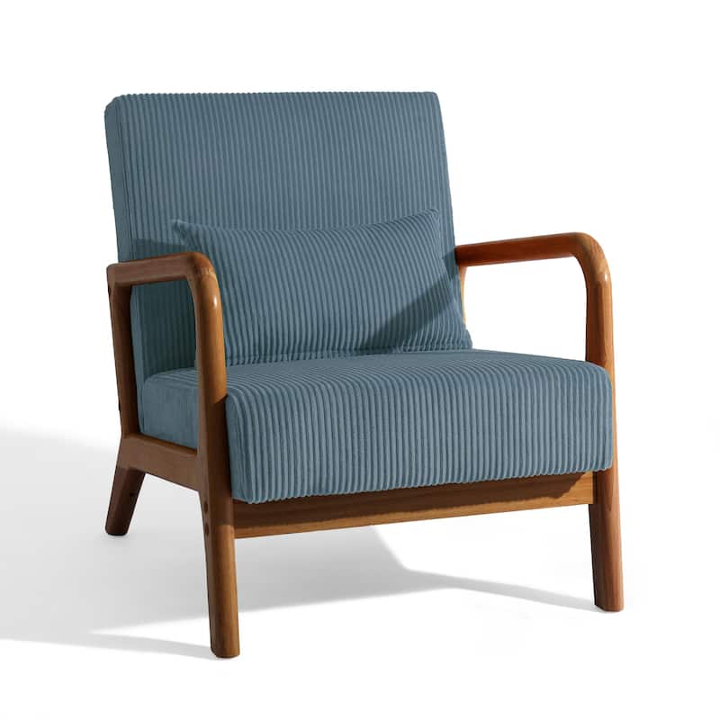 Mid-Century Upholstered Accent Chair with Wood Frame