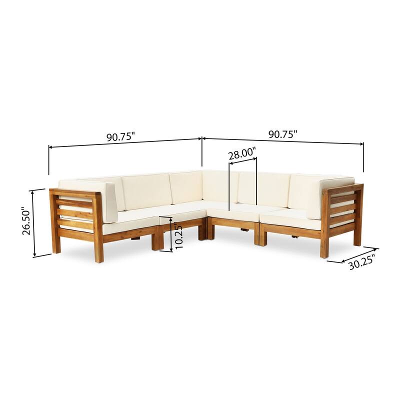 Oana Outdoor 5-seat Acacia Sectional Set by Christopher Knight Home