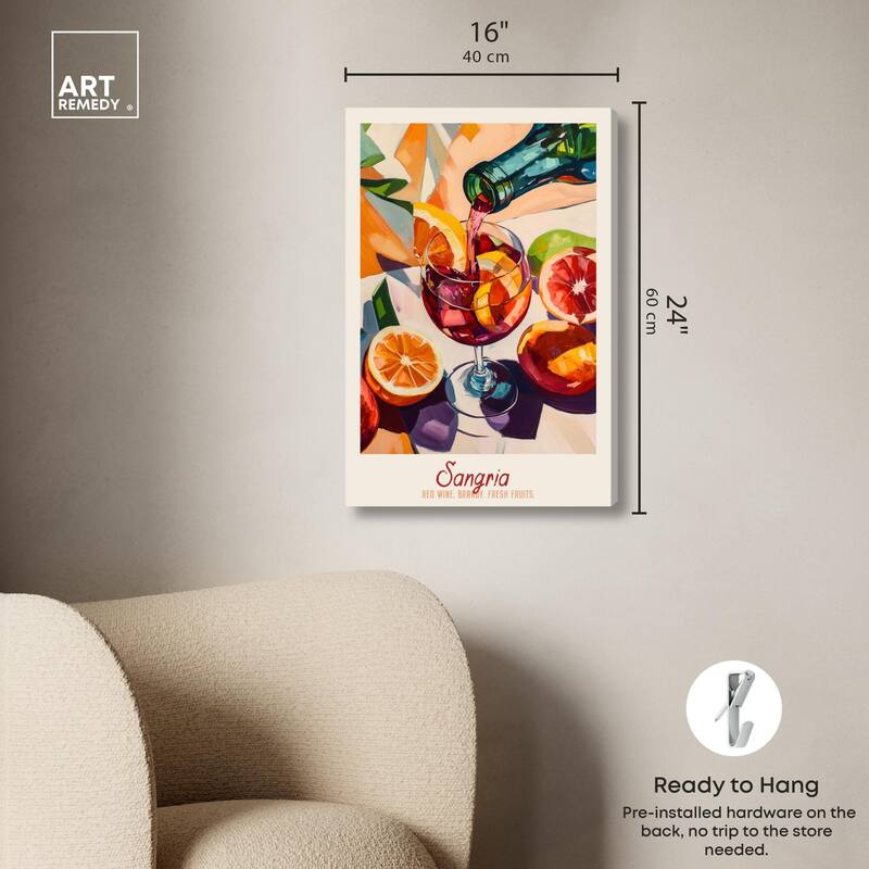 Sangria Recipe Poster Canvas by Art Remedy, Gallery Wrapped