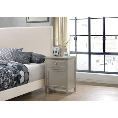 Silver Champagne Nightstand 25x19x15 Transitional Bedside Table with Three Drawers, Compact Stylish Storage for Bedrooms