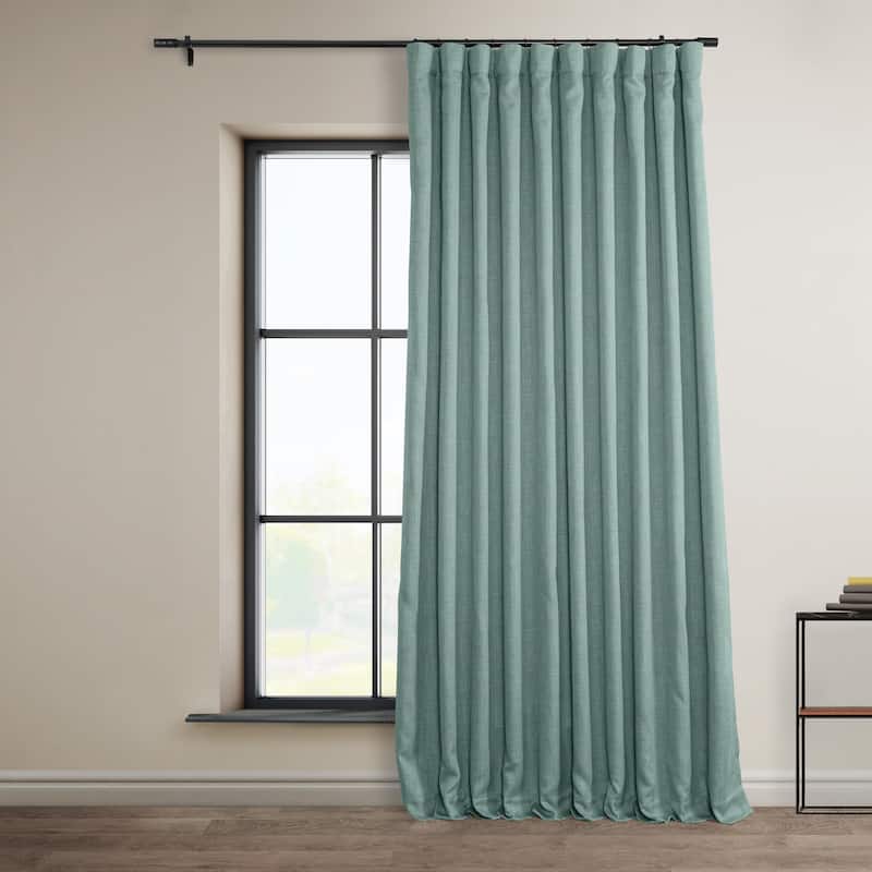 Exclusive Fabrics Faux Linen Room Darkening Curtain (1 Panel) - 100 X 84 - Sea Thistle