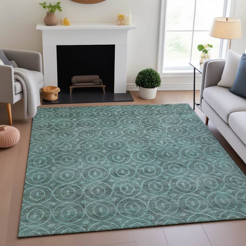 Premium Washable Super Soft Casual Contemporary Mayfield Rug - Teal - 9' x 12'