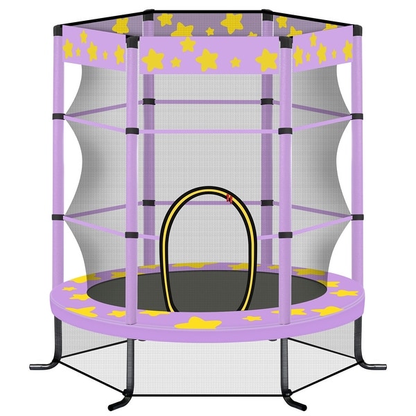 slide 2 of 10, Kids Trampoline with Safety Enclosure Net,Outdoor Indoor Trampoline